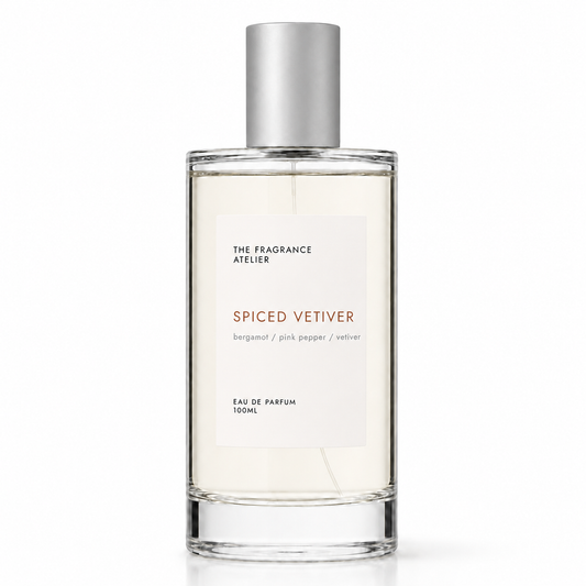 Spiced Vetiver Eau de Parfum 100ml bottle by The Fragrance Atelier
