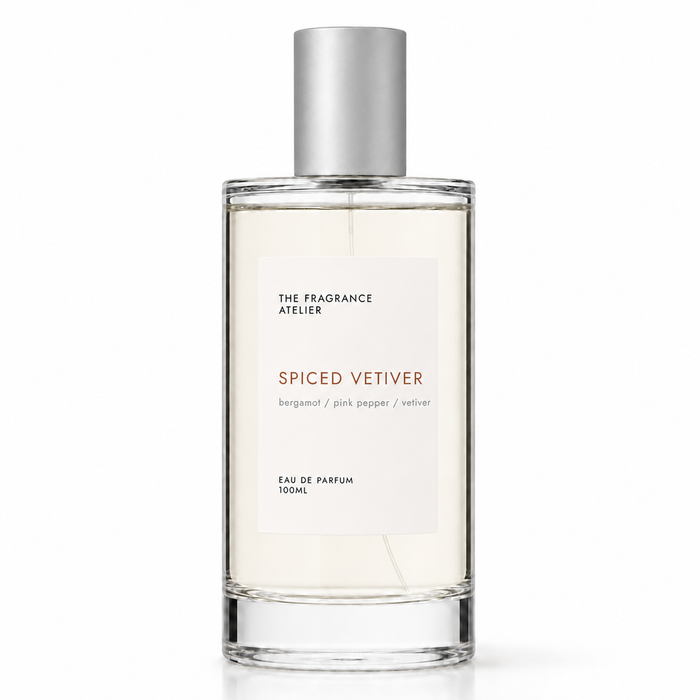 Spiced Vetiver Eau de Parfum 100ml bottle by The Fragrance Atelier
